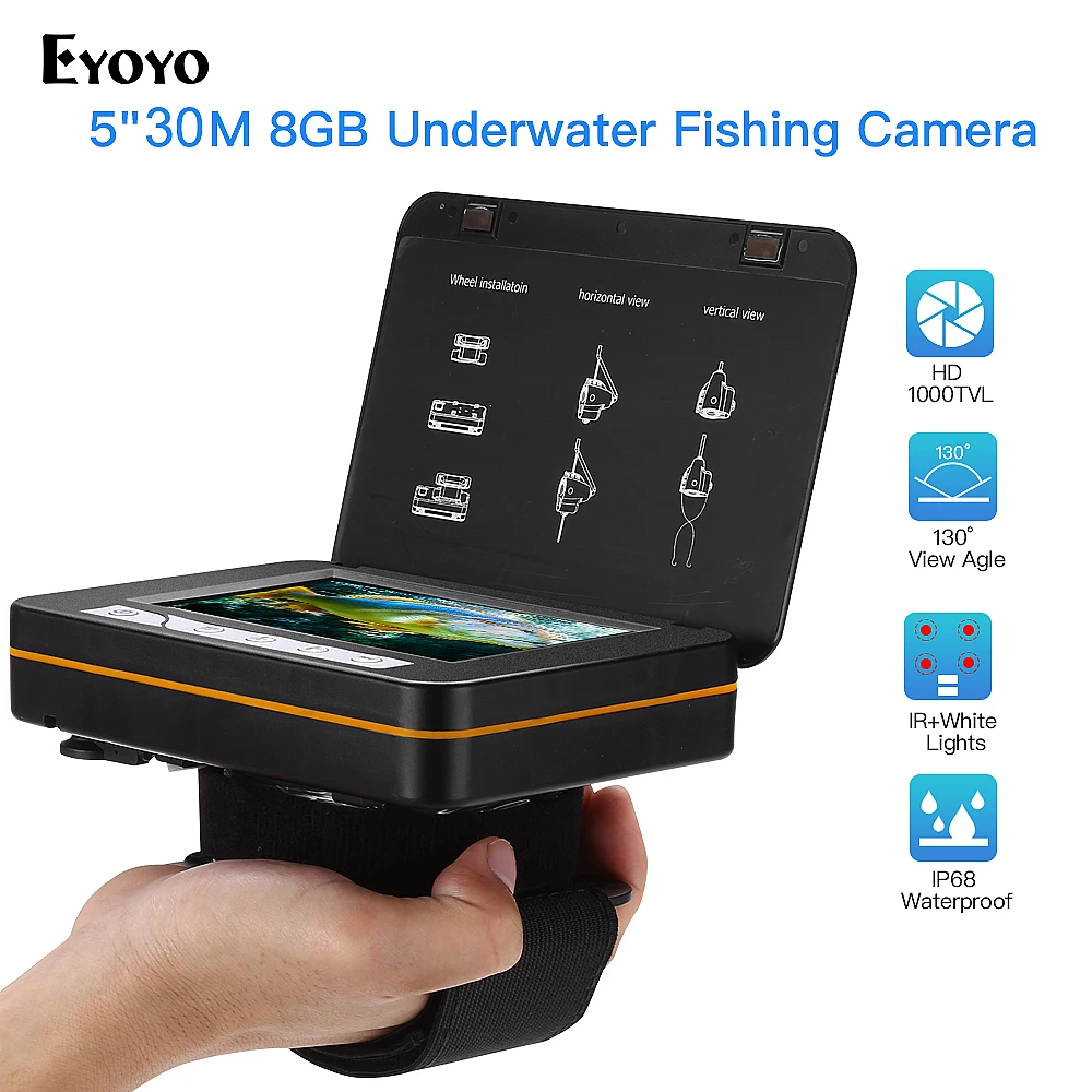 

EYOYO Fish Camera Fish Finder Underwater Ice Video Fishfinder Fishing Camera IR Night Vision 5 Inch Monitor Camera HD 1000TVL