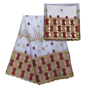 

5yards Latest Design African Cord Lace Fabric with Stones Swiss Lace fabric High quality Nigerian Cotton Lace FabricHA301-1