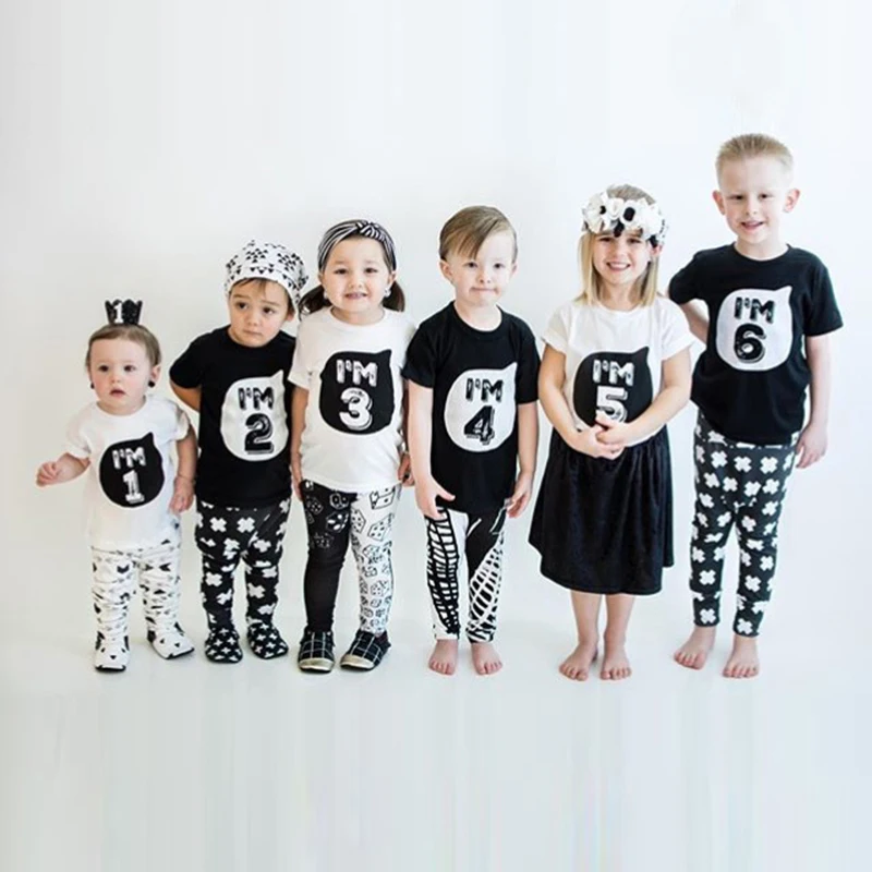 

MAGGIE'S WALKER Family Matching Outfits Brother Sister T-shirts Funny Number 1-6 Matching Outfits Boys Girls Sibling Top Tees