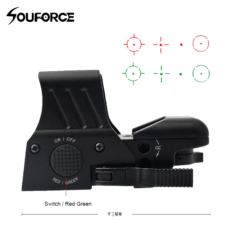 

93*61*59mm Tactical Optics Red Green Dot Sight Mirror with Quick Release Suit 20mm Weaver Rail Holographic Scope for Hunting