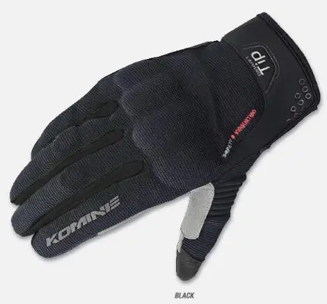 KOMINE GK183 мотоциклетные перчатки для гонок, езды на велосипеде, мотокросса, мотоциклетные защитные перчатки на весь палец - Цвет: Черный