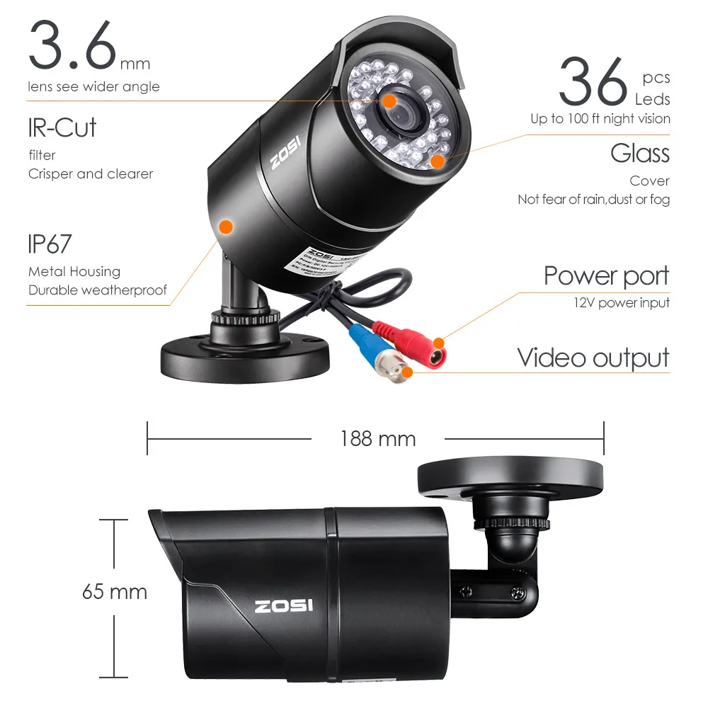 ZOSI 1080P 2MP 16 канальный CCTV система TVI рекордер DVR комплект пуля водонепроницаемый видео ИК фильтр ночного видения наружная камера