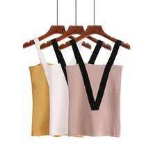 Летняя женская трикотажная однотонная майка с открытой спиной, топы, футболки без рукавов, Майки для девочек, кроп-топы, трикотаж, пэчворк, v-образный вырез, для девочек