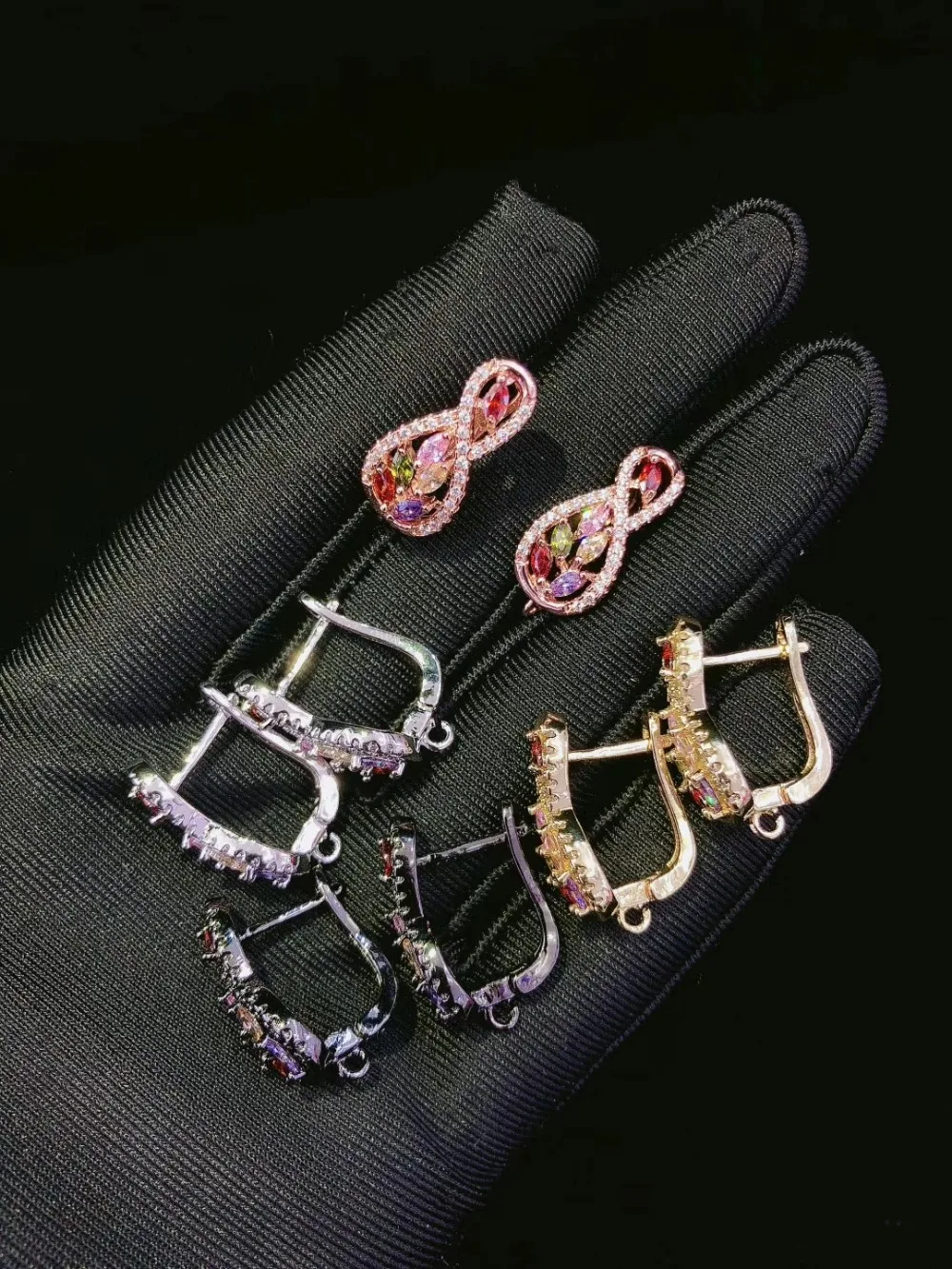 

Y523 1 Pair High Quality Golden plated Paved CZ Necklace Earrings Back Cubic Zirconia DIY Jewellery Making