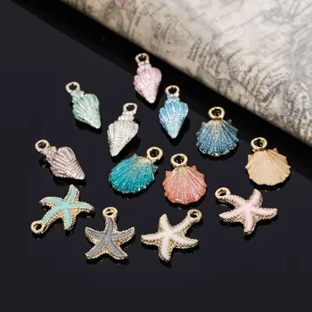 

2017New 100Pcs Alloy Colorful Seashells Conch Starfish Button for DIY earring Pendant and DIY hair accessories ZJ261