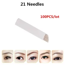 Горячая Распродажа 100 шт./лот S21 бренд высокое качество Нержавеющая сталь Перманентный макияж лезвие для бровей игла для нанесения татуировки 21 иглы