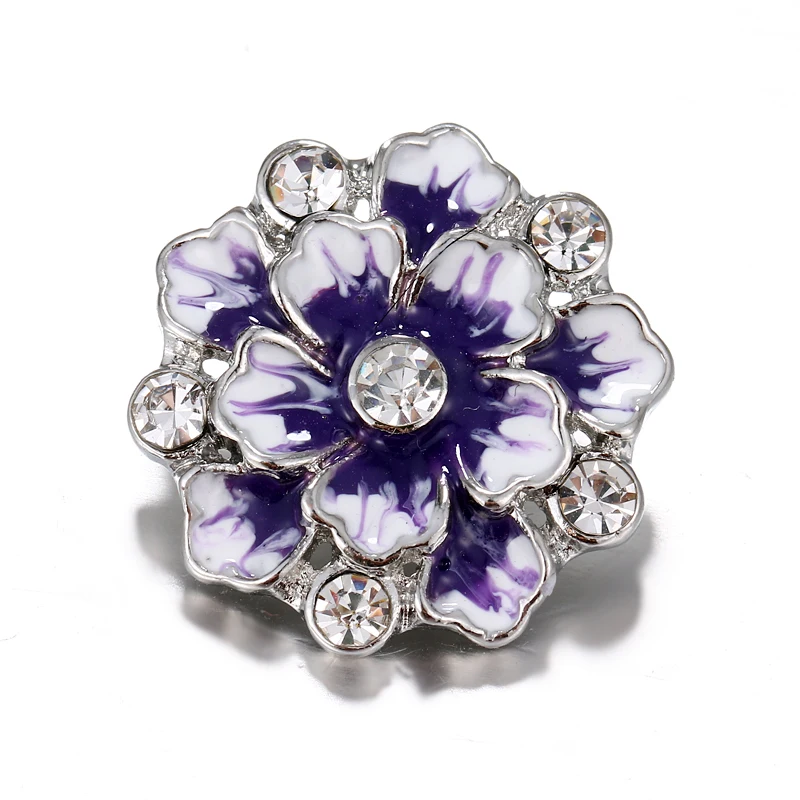 20 шт./лот горный хрусталь цветок нефть Пейт оснастки кнопки Fit 18 мм/20 мм DIY оснастки браслет красный горный хрусталь камень кнопки ювелирные IB989