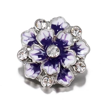 20 шт./лот горный хрусталь цветок нефть Пейт оснастки кнопки Fit 18 мм/20 мм DIY оснастки браслет красный горный хрусталь камень кнопки ювелирные IB989