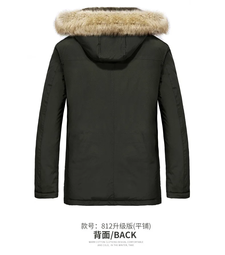 ZHAN DI JI PU Брендовая одежда зимняя с капюшоном воротник супер теплая парка Мужская Плюс размер куртка 170