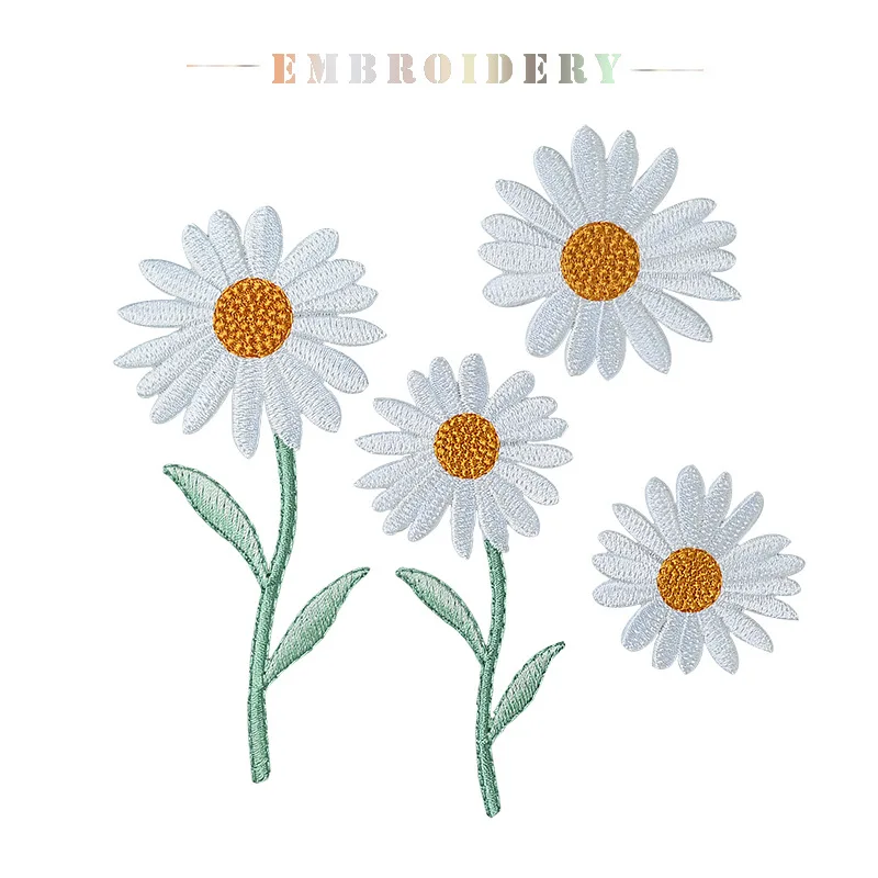 

10pcs Sun Flower Embroidery Patch Iron On Patches For Clothes Small Daisy Applique Stickers for Book Cartoon Bag/hat Patch SC01
