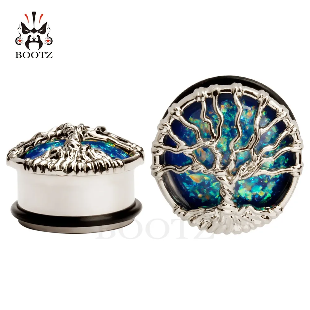 Piercing jewelry Ear piercing jewelry Body piercing jewelry Body jewelry KUBOOZ Ear Plug Tunnels Gauges Piercing Body Jewelry Wishing Tree Stainless Steel Expander Stud Fashion Jewelry 00G 10mm to 25mm