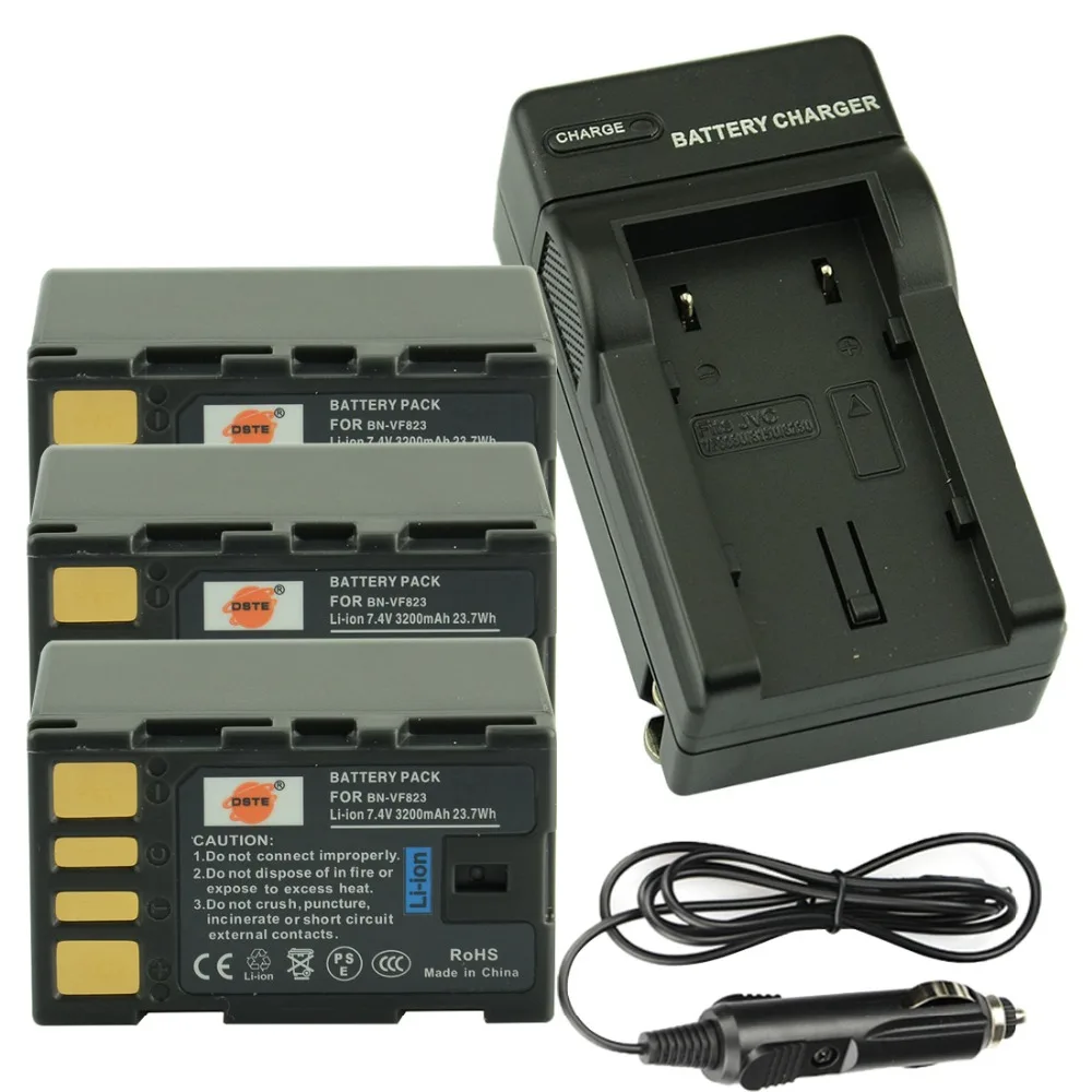 DSTE 3PCS BN VF823 Rechargeable Battery + Travel and Car Charger for
