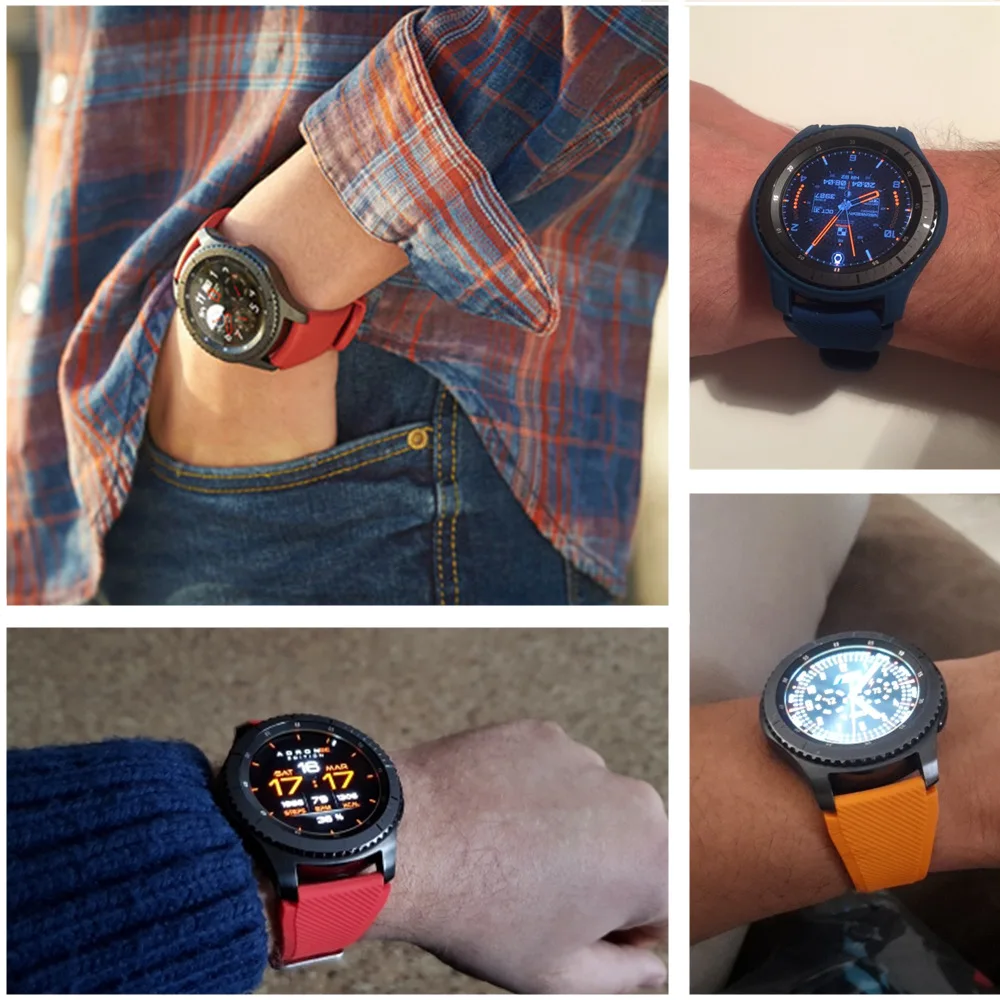 Силиконовый ремешок для samsung Galaxy watch 46 мм ремешок gear S3 Frontier band 22 мм браслет huawei watch GT ремешок gear S 3 Классический 46