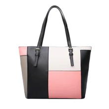 KEYTREND Women Leather Handbag Contrast Shoulder Bag Fashion Patchwork Style Top-Handle Female Casual Totes Bags For Lady KSB190