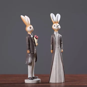 

1pcs Modern Fairy Garden Cute Rabbit Family Christmas Friends Girl Resin Gift for Child Doll Micro Landscape Anime Figures Craft