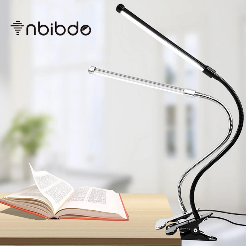 

Flexible USB Clipper Clip on Adjustable Multi-Angles LED Lamp Eye Protection Reading Light Table Lamp Desk Light Silver