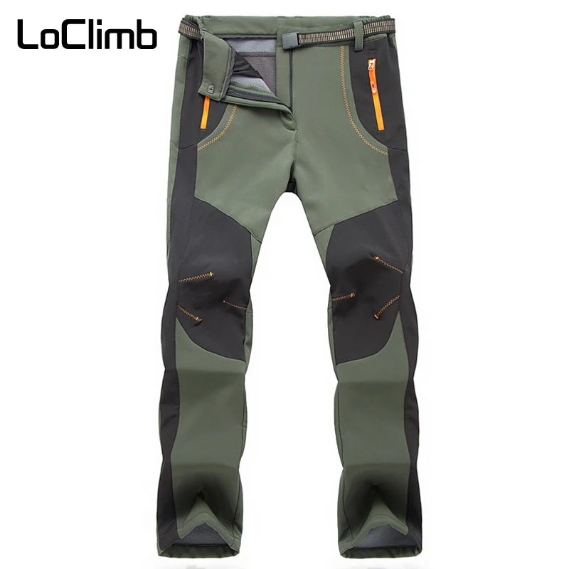 LoClimb invierno senderismo mujeres impermeable deportes al aire libre Fleece Softshell pantalones 5XL viaje de Camping Trekking pantalones de esquí AW079