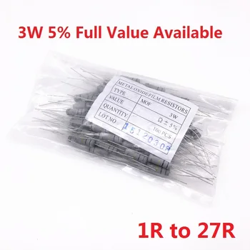 

200PCS 3W Oxide Carbom Metal film Resistor 1R/2.2R/4.7R/5.1R/6.2R/6.8R/7.5R/8.2R/10R/12R/15R/18R/20R/22R/24R/27R/Ohm 5%