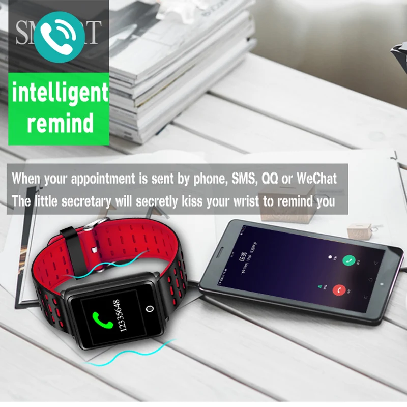 BANGWEI New Smart Wristband Fitness Tracker LED Color Touch Screen Message Heart Rate Time Smart Watch Men Women Sport Watch+Box
