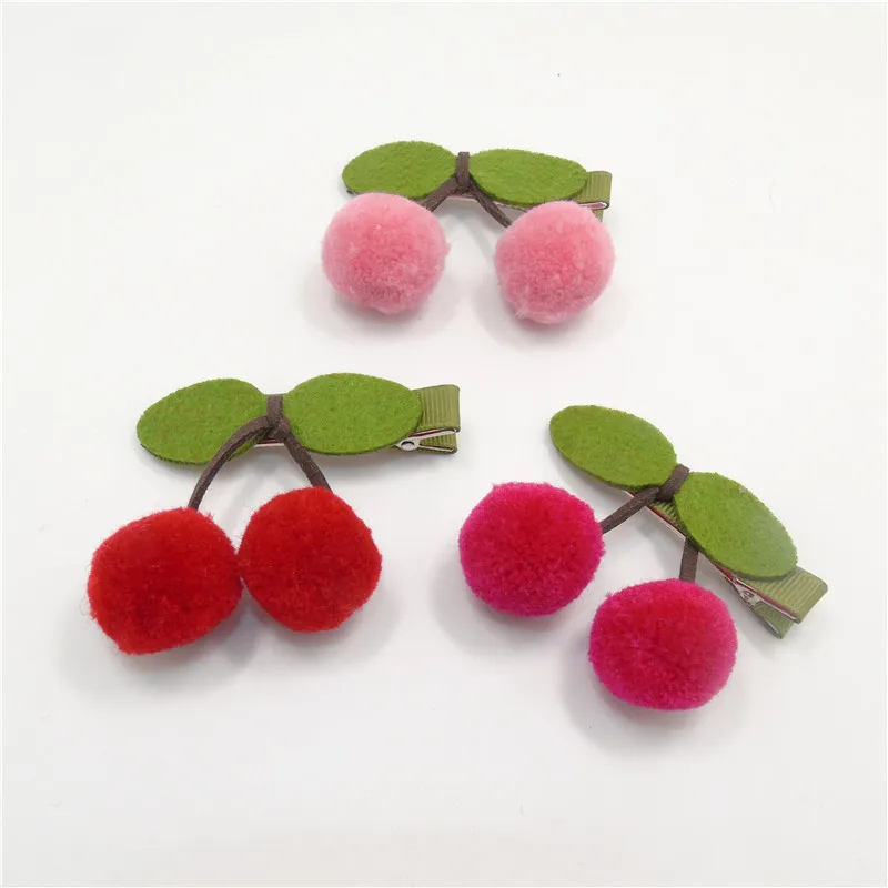 

15pcs/lot Felt Fruit Cherry Hair Clips Cute Chic Fine Kids Hairpin Sweet Boutique Barrettes Kid Girl Novelty Felt Clip with Leaf