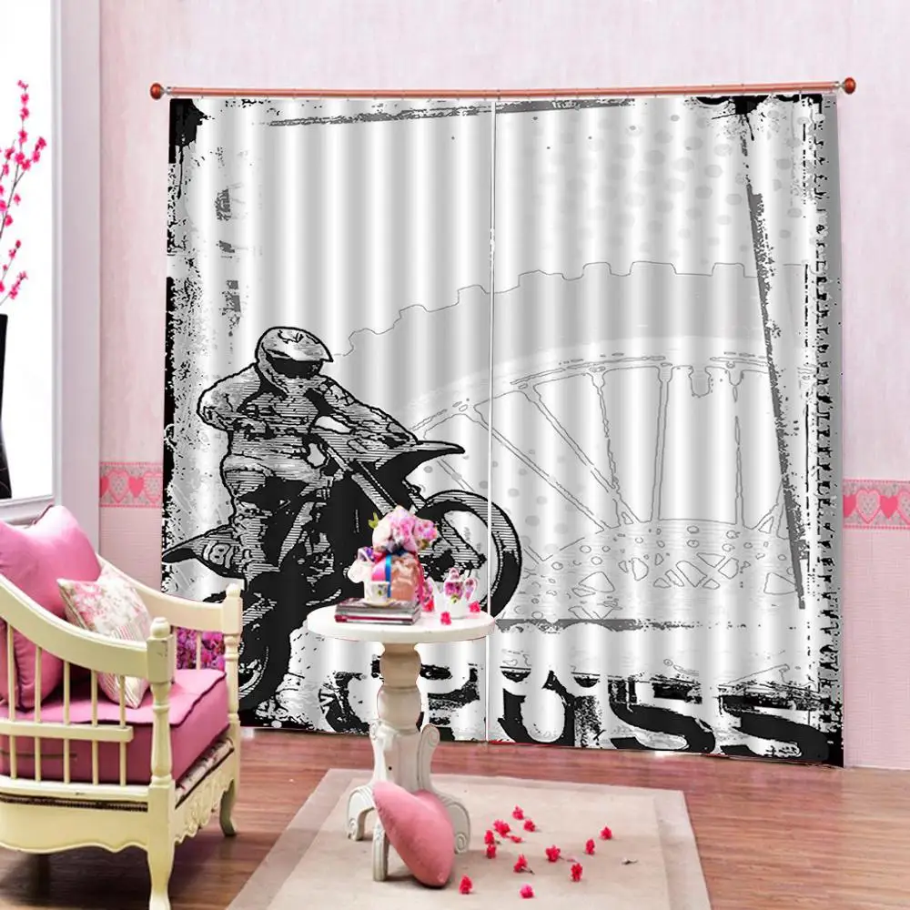 

motorcycle curtains for boy room 3D Curtain Luxury Blackout Window Curtain Living Room Blackout curtain