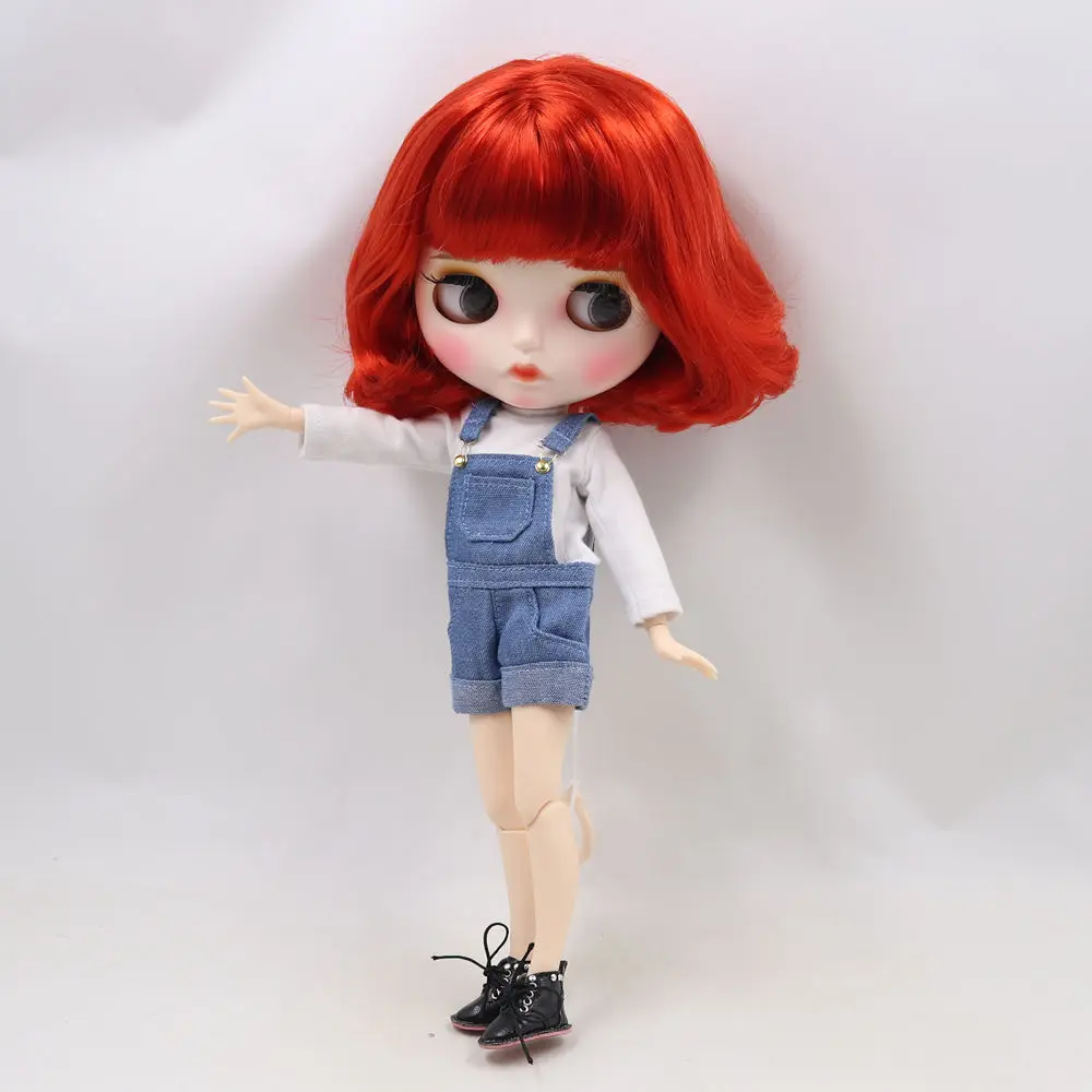 Кукла Blyth 1/6 bjd белая кожа тела милые красные короткие вьющиеся волосы матовый лицо с бровями блеск для губ ледяной sd игрушка