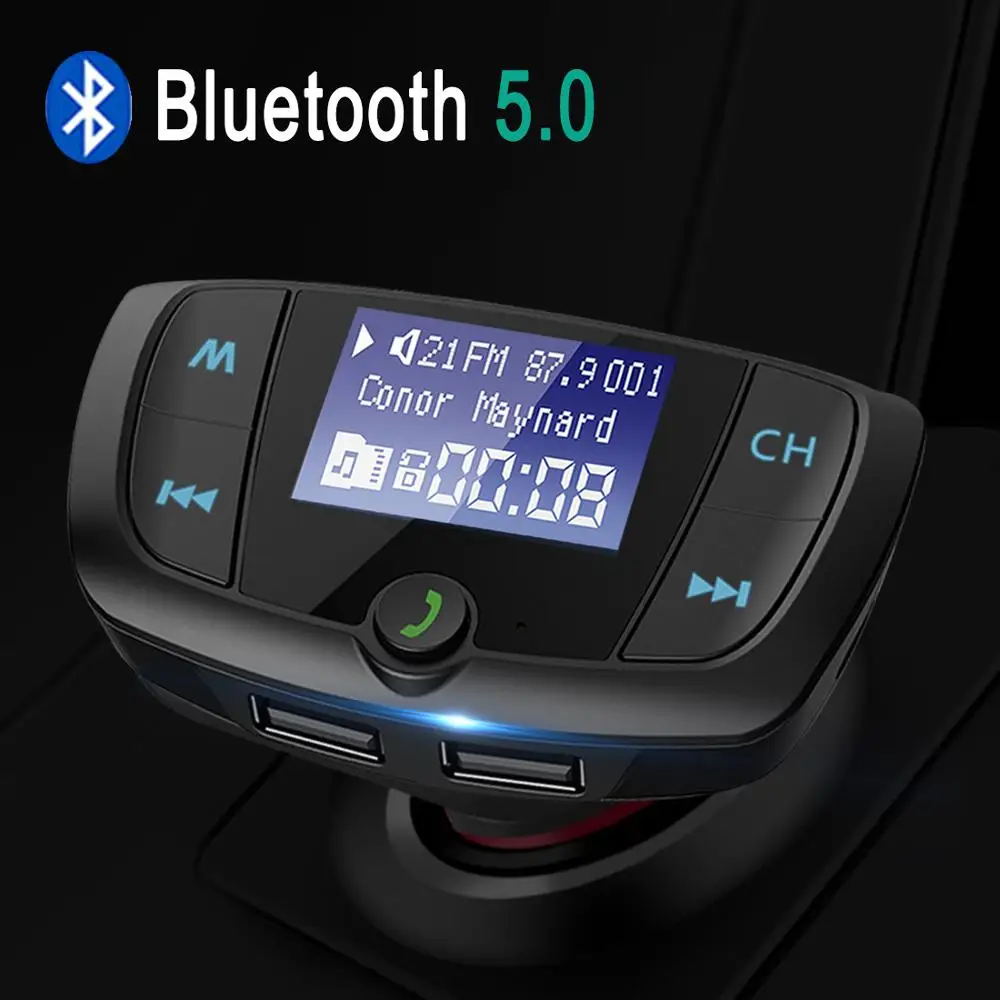 JINSERTA Bluetooth 5,0 автомобильный комплект громкой связи беспроводной fm-передатчик двойной USB зарядное устройство lcd TF карта Автомобильный MP3 музыкальный плеер