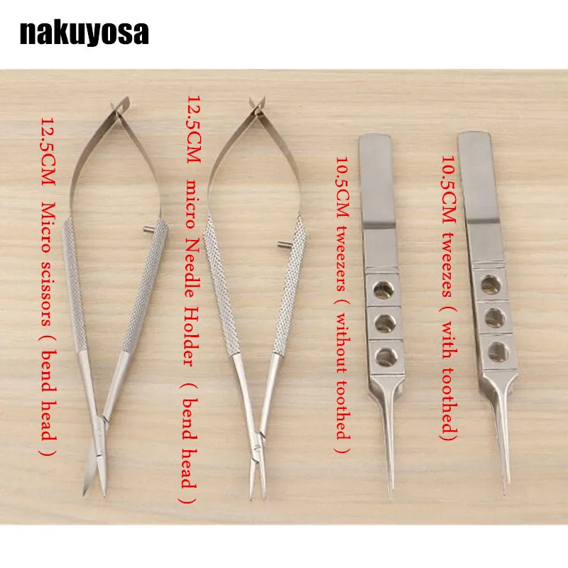 

4pcs/set 12.5cm scissors+Needle holders +tweezers stainless steel surgical instruments ophthalmic microsurgical instruments