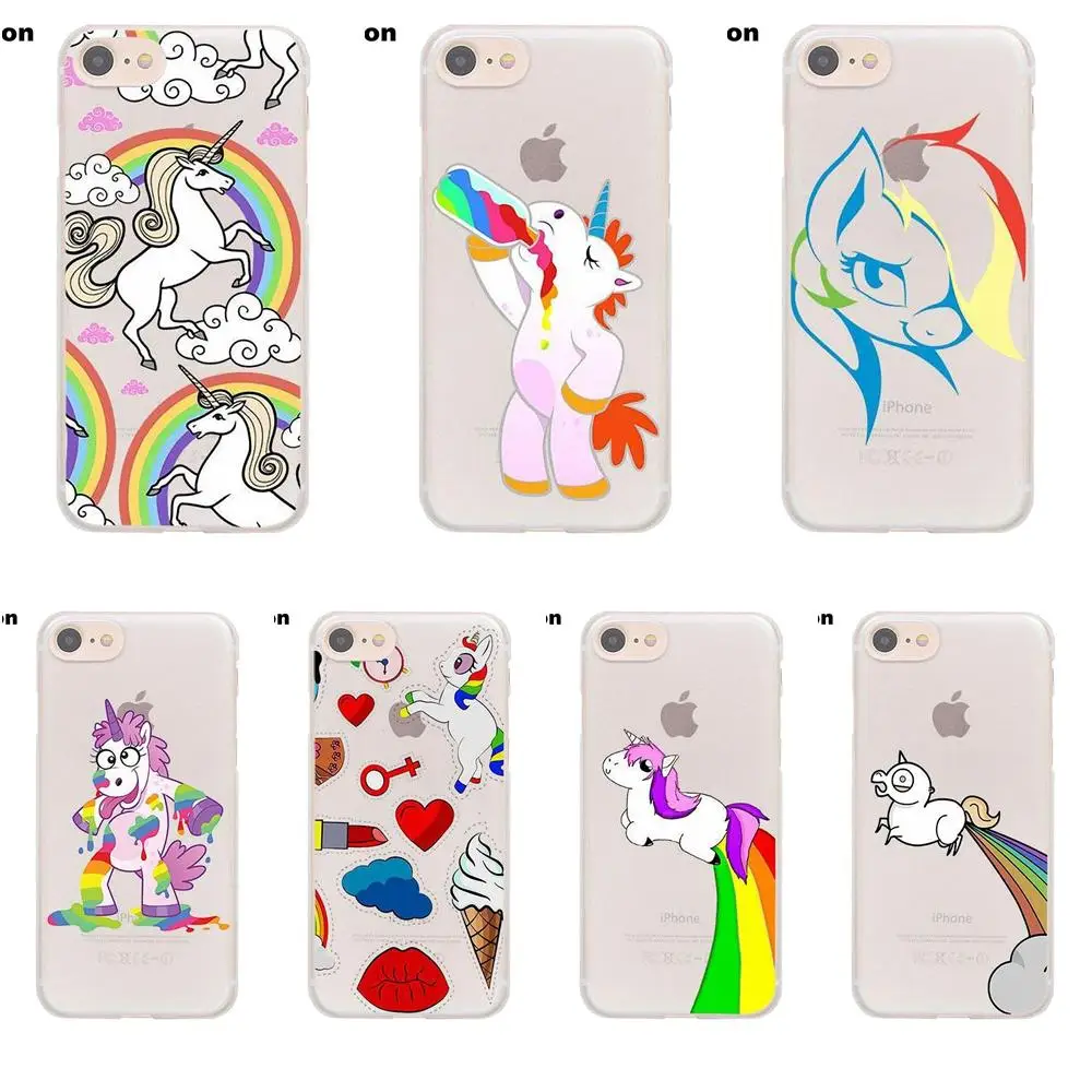 Perciron милый мультяшный Радужный Единорог для Apple iPhone 4 4S 5 5C SE 6 6S 7 8 Plus X LG G3 G4 G5 G6 K4 K7 K8