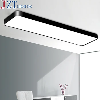 

M Modern Concise Rectangular Office Led Ceiling Lamp L120*W30*H5.5cm AC 90-260V Black Iron Lampshade Light For Living Study Room