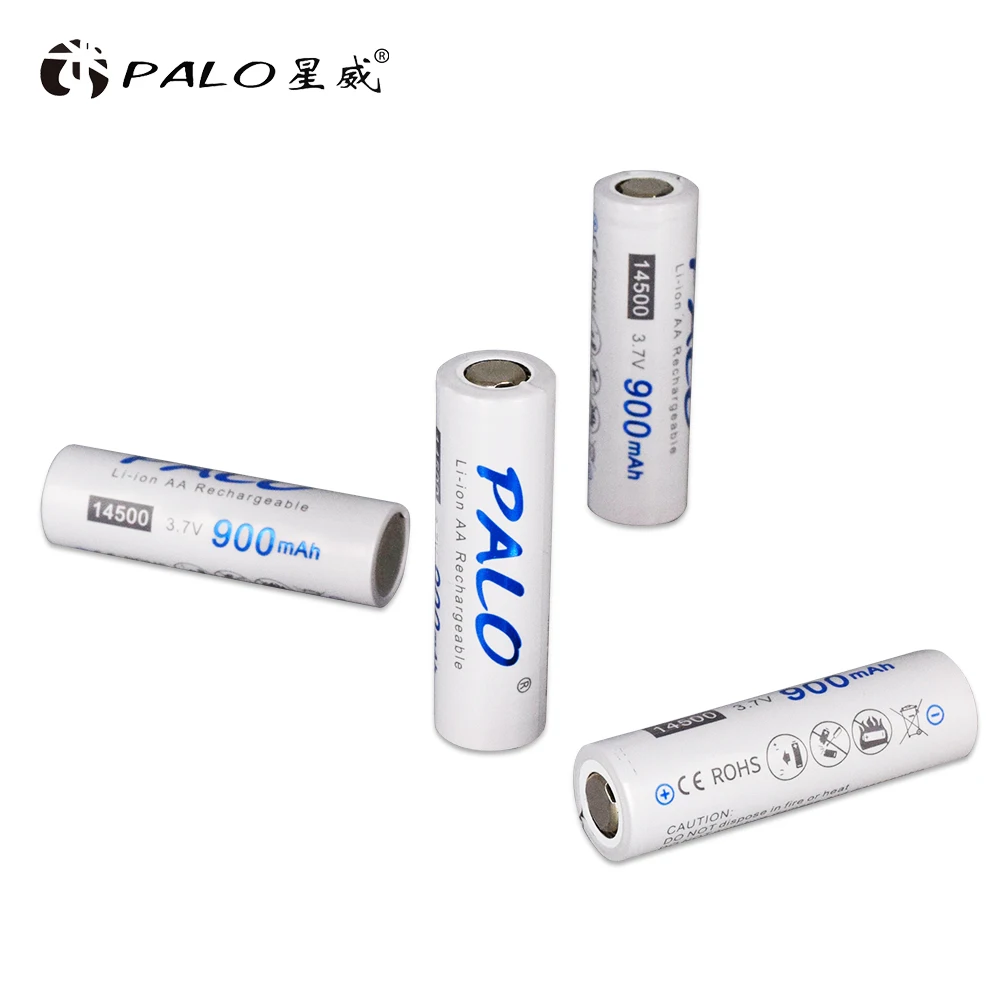 PALO AA 14500 900mAh 3,7 V литиево-ионная аккумуляторные батареи для светодиодный фонарик+ зарядное устройство для AA AAA 18650 14500 16350 18500 и т. д