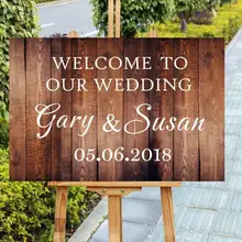 Добро пожаловать на наш свадебный знак-персонализированный Свадебный знак приветствия-пользовательское имя и дата Свадебная вывеска для декора-вход приветственные знаки