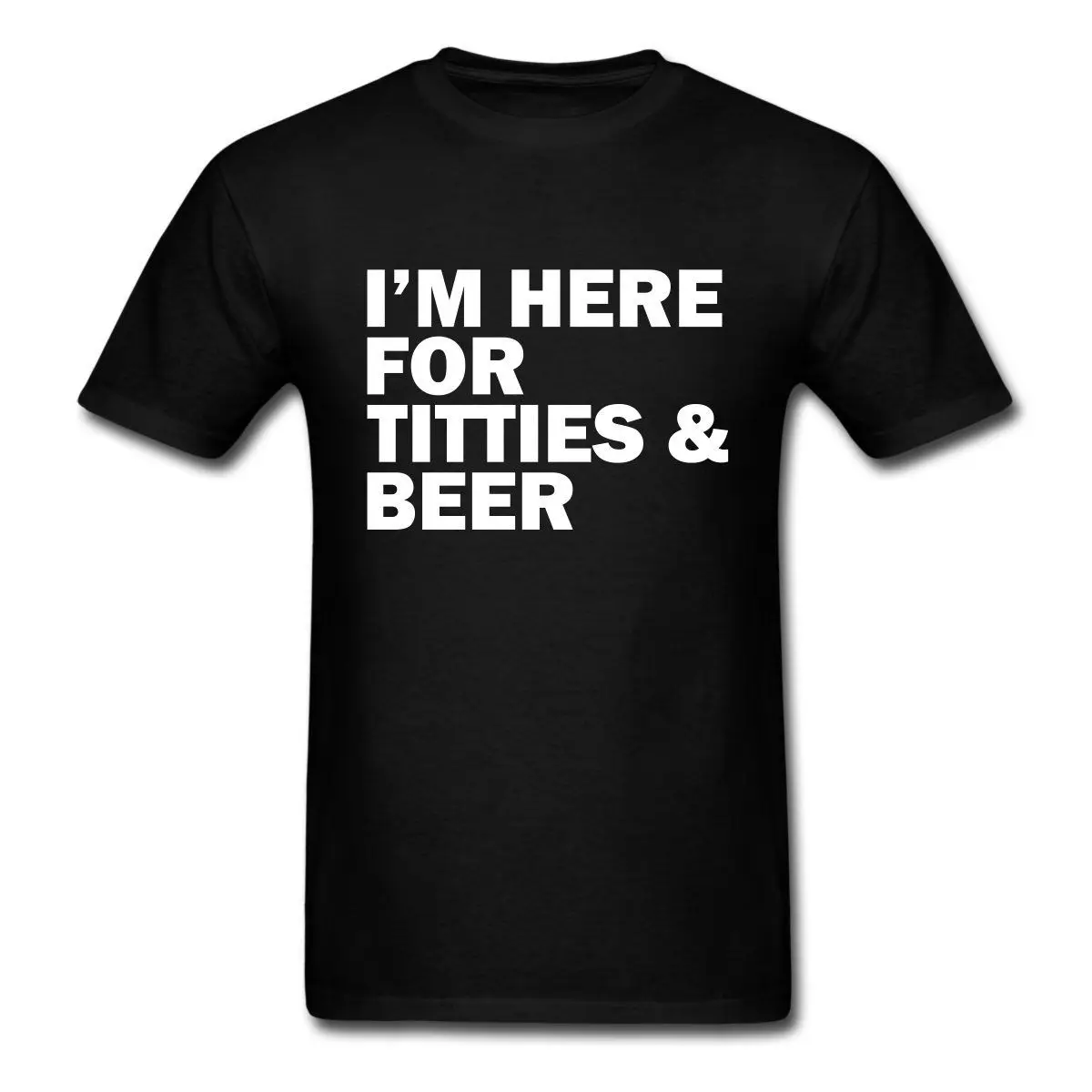 Здесь для TITTIES и пиво Для мужчин футболка хип-хоп Новинка футболки Для мужчин; брендовая одежда Для мужчин принт хлопок O Средства ухода за