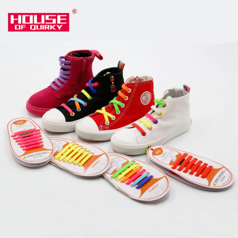 

13 Kinds Color Children Athletic Running No Tie Shoe Lace Elastic Silicone Shoelaces All Sneakers Fit Strap Shoeslace 12Pc/Set