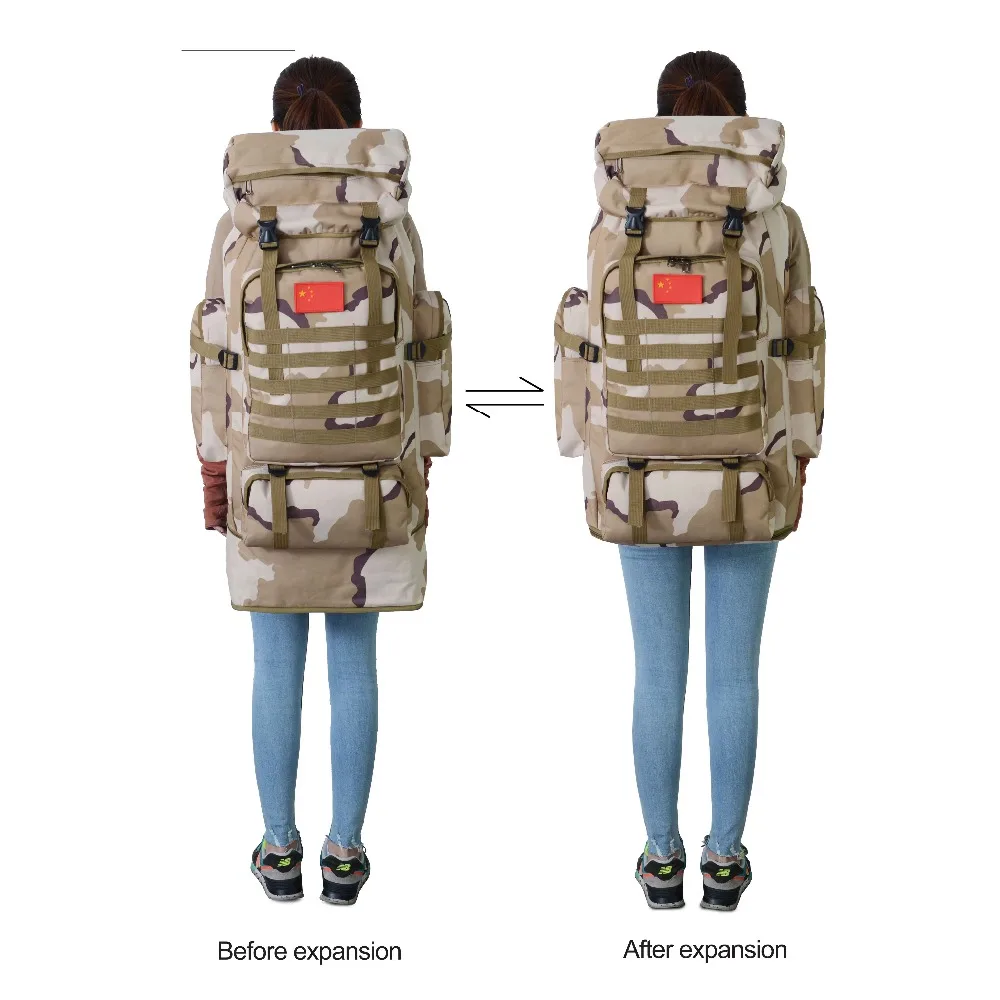  85L Military Tactical Camping Backpack Hiking Climbing Knapsack Rucksack Utility Nylon Bag Sport Ar