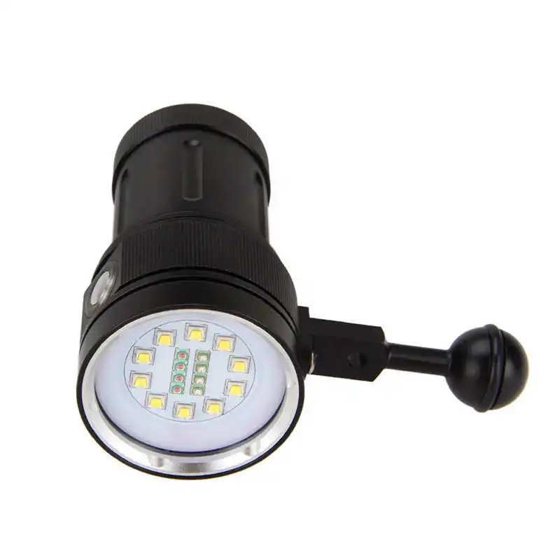 10x XM-L2+4x R+4x B 12000LM LED Photography Video Scuba Diving Flashlight Torch powerful led flashlight waterproof #4S6 (7)
