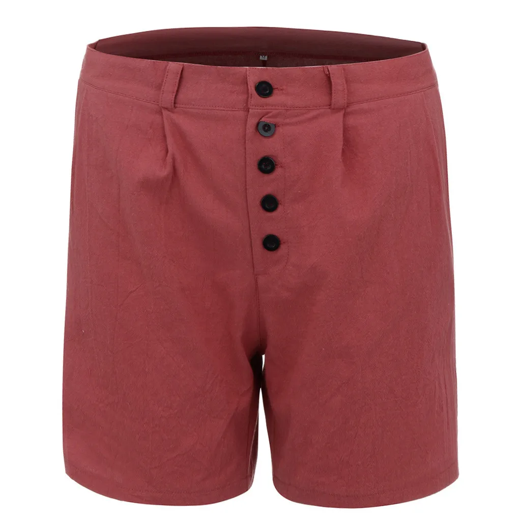Womail шорты женские короткие летние модные однотонные хлопковые и льняные карманы повседневные винтажные прямые шорты Jun11 - Цвет: RD