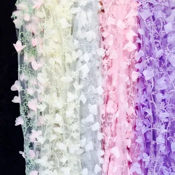 

Cannes Beautiful Faery Summer Stereo Chiffon Flower Dress lace Fabrics for Wedding Background