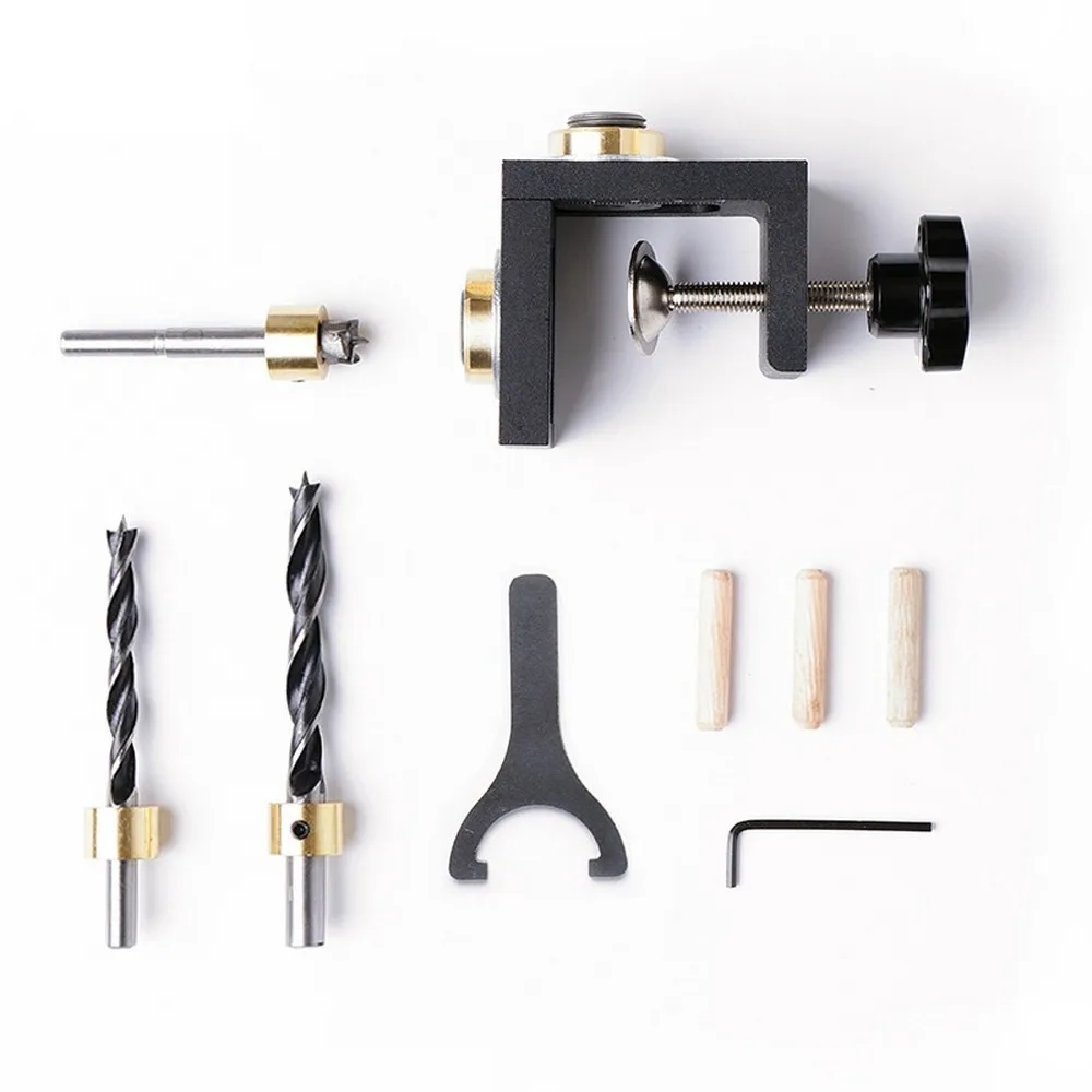 Woodworking Pocket Hole Jig Kit Puncher Guide Locator Tool with Wrench Step Drill Pocket Hole Locate Carpentry Wood Dowel Woodworking Pocket Hole Jig Kit Puncher Guide Locator Tool with Wrench Step Drill Pocket Hole Locate Carpentry Wood Dowel