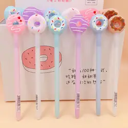 Симпатичные гелевые ручки пончик креативные обычные ручки 0,5 мм каваи силикагель ручки для девочек письма школьные канцелярские