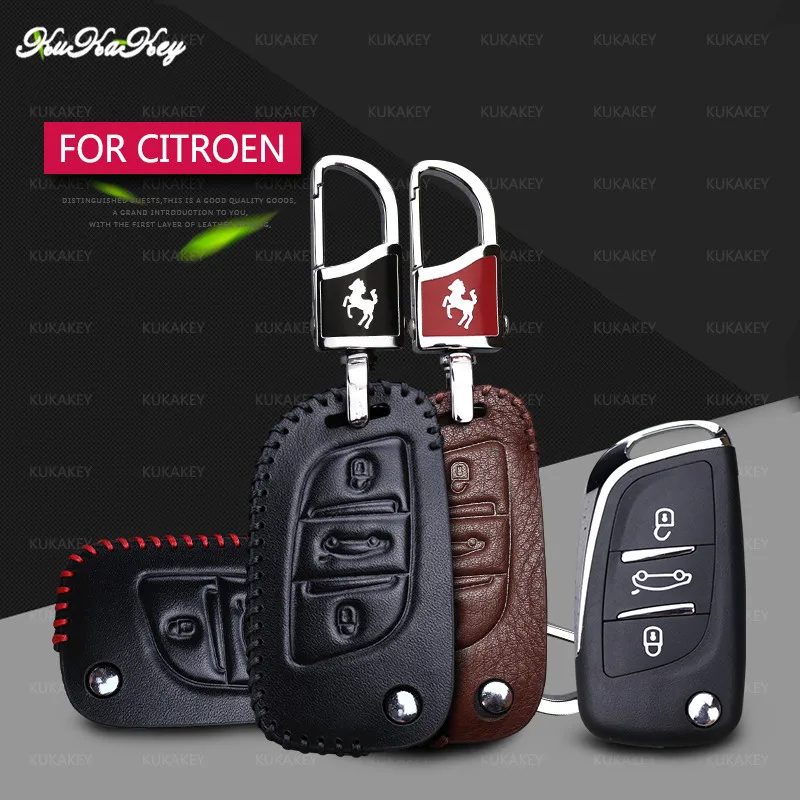 

Leather Car Key Case Shell Cover For Citroen C2 C3 C4 C5 C4L DS3 DS4 DS5 DS6 Flip Remote Car Key Case Protector Car-Styling