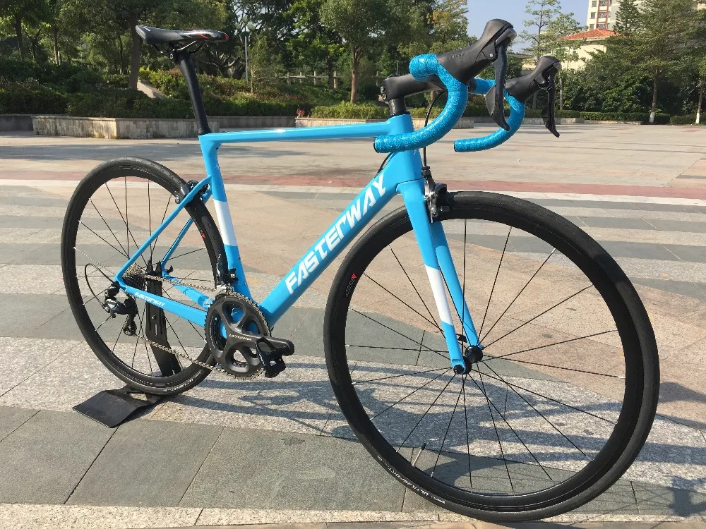 Clearance 700C carbon Road Complete Bike 22 Speed 105 5800 Groupset TAIWAN brand light blue sky FASTERWAY CLASSIC D brake 49/52/54/56/58 15 Clearance 700C carbon Road Complete Bike 22 Speed 105 5800 Groupset TAIWAN brand light blue sky FASTERWAY CLASSIC D brake 49/52/54/56/58 15