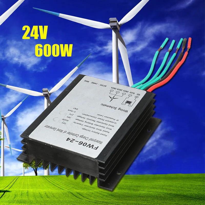 

600W 24V Waterproof Wind Turbines Generator Battery Charge Controller Regulator Indicator