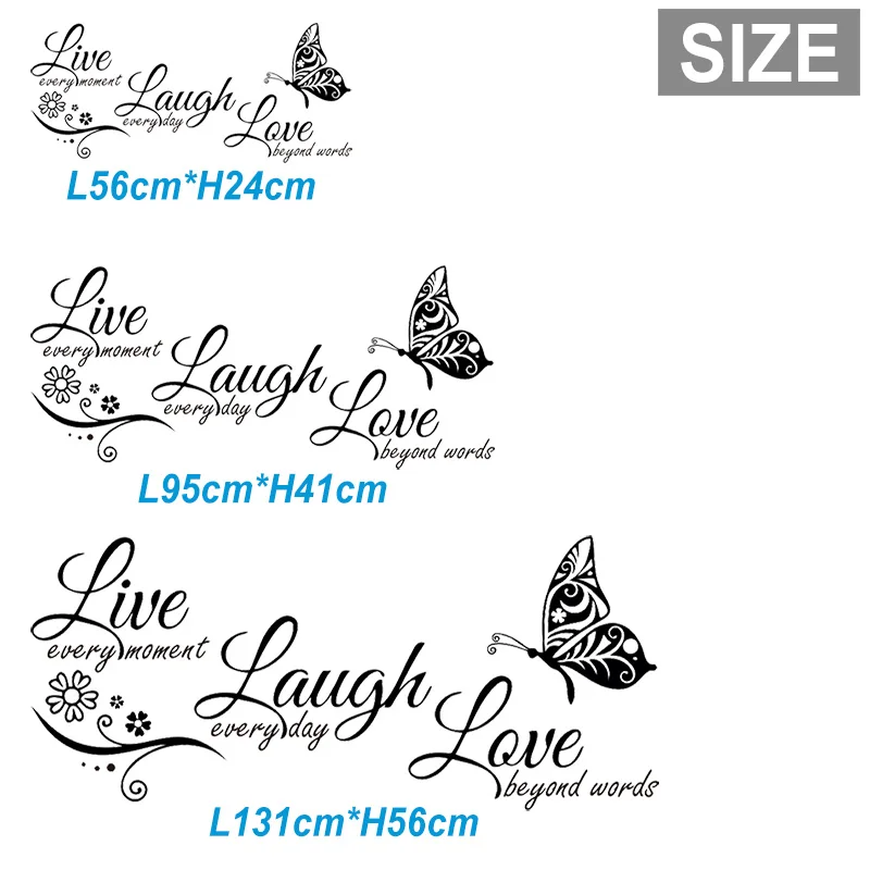 Живой смех, любовь, бабочка, цветок, настенная художественная наклейка, современные настенные наклейки, цитаты, винилы, наклейка на стену s, домашний декор, гостиная