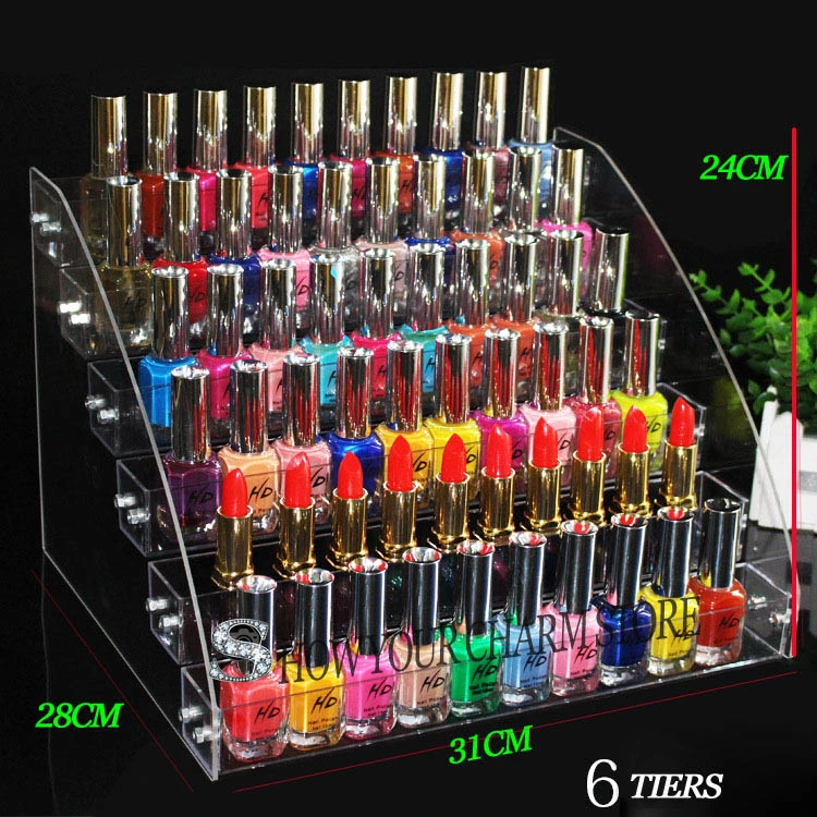 

New 4-7 Tiers Acrylic Clear Cosmetic Varnish Display Stand Rack Holder Removable Nail Polish shelves Women Makeup Organizer Case