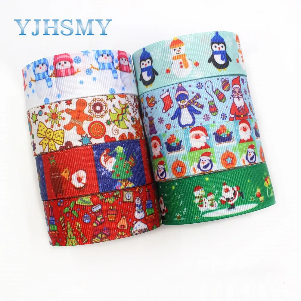 YJHSMY I-19713-4 22 мм 10 ярдов Рождественская серия мультфильм grosgrain ленты лук колпачок