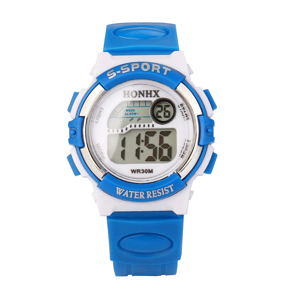 Небесно-голубые многофункциональные спортивные электронные спортивные цифровые мужские часы для детей, девочек, мальчиков, студентов