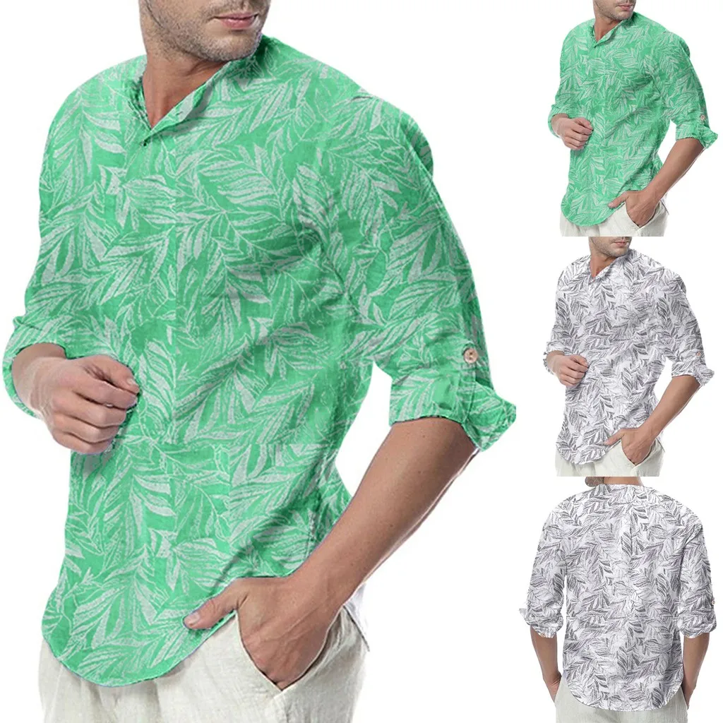

2019 Hot Sell Men's New Style Fashion Printed Long-Sleeved Blouse Comfortable Large Size Shirt M-3XL Support Dropship