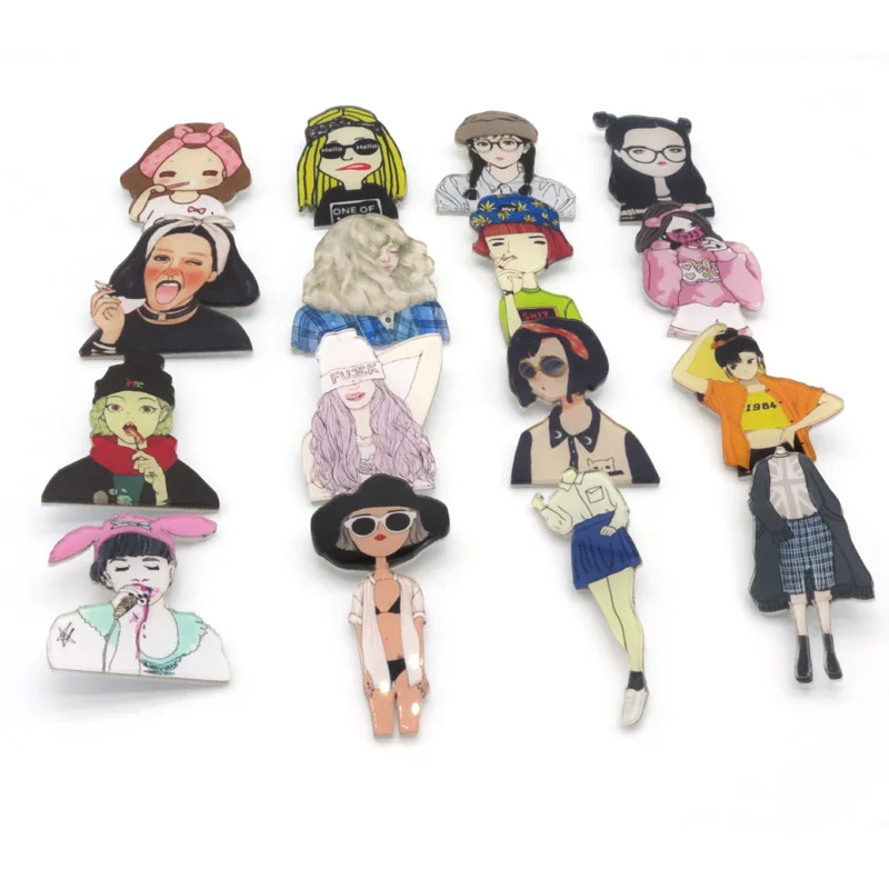 

Amazing 1PC Hot Sale Fashion Shirt Cute Cartoon Brooch Badge Pins Jewery Harajuku Acrylic Pretty Women Girl Brooch Broche