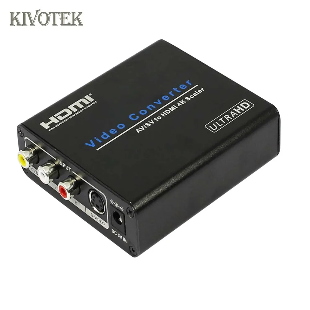 

KIVOTEK 3PCS/LOT RCA Video+S-Video+Audio L/R to HDMI 4Kx2K Converter(Scaler),CVBS/Composite Video/S-Video to 4K HDMI Scaler